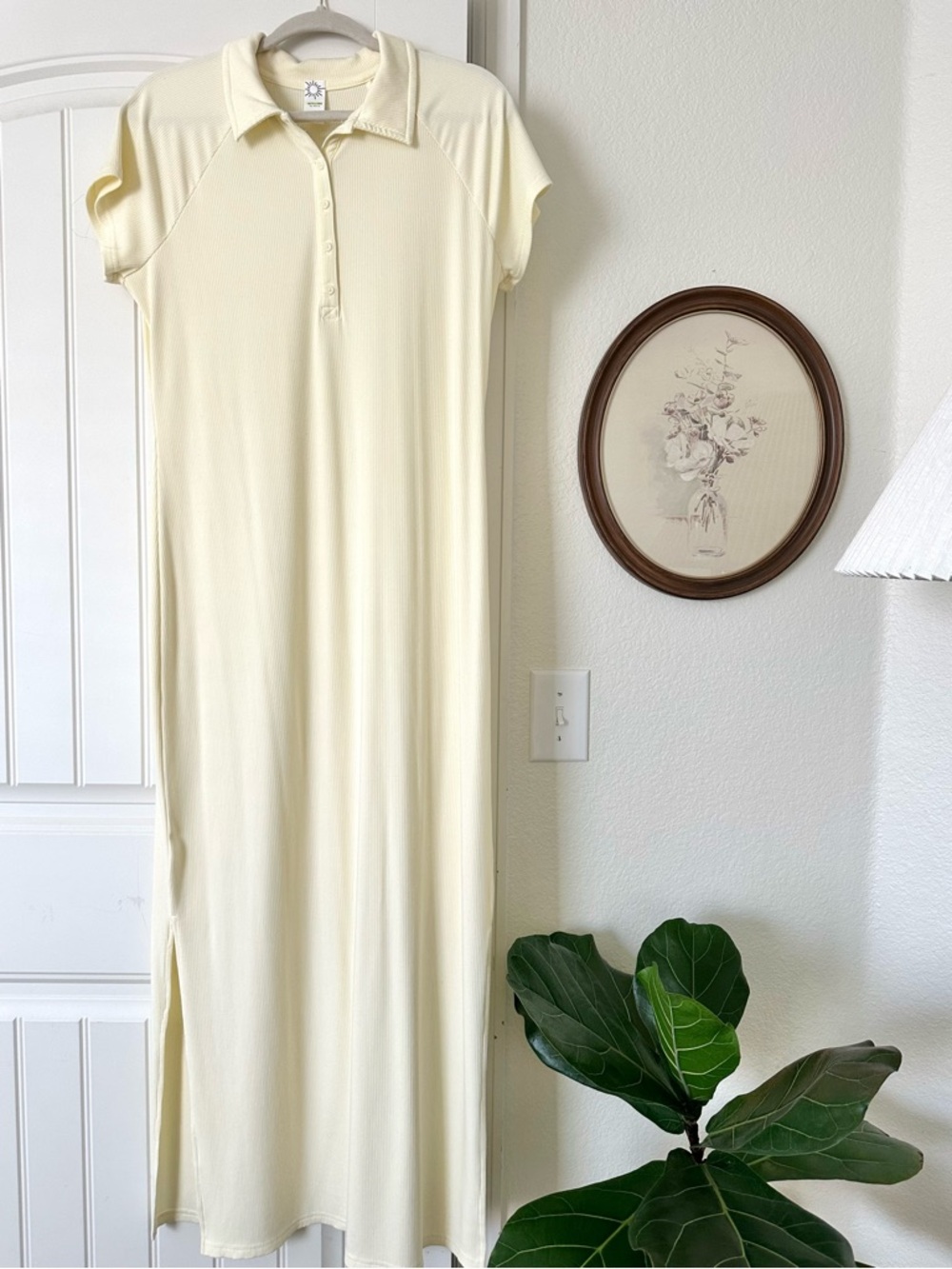 Offline By Aerie Thumbs Up Polo Maxi Body on Dress Yellow Large
